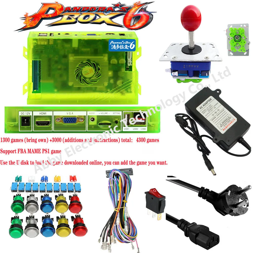 Arcade parts Bundles kit With Pandora Box 6 1300 in 1 Joystick LED Buttons coin acceptors power supply jamma kit
Arcade parts Bundles kit With Pandora Box 6 1300 in 1 Joystick LED Buttons coin acceptors power supply jamma kit