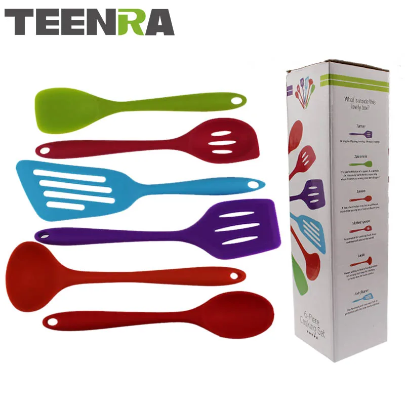 TEENRA 6Pcs Non-Stick Silicone Kitchen Cooking Tools Heat-resistant Silicone Spatula Utensils Set Silicone Spatula Utensil Set
TEENRA 6Pcs Non-Stick Silicone Kitchen Cooking Tools Heat-resistant Silicone Spatula Utensils Set Silicone Spatula Utensil Set