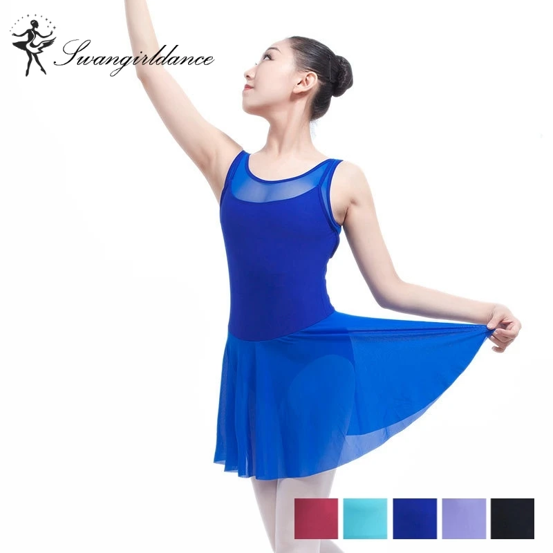 royal blue tank ballet leotards with chiffon skirts dance ballet dress for girls adult ballerina costumes ballet dress ML6031