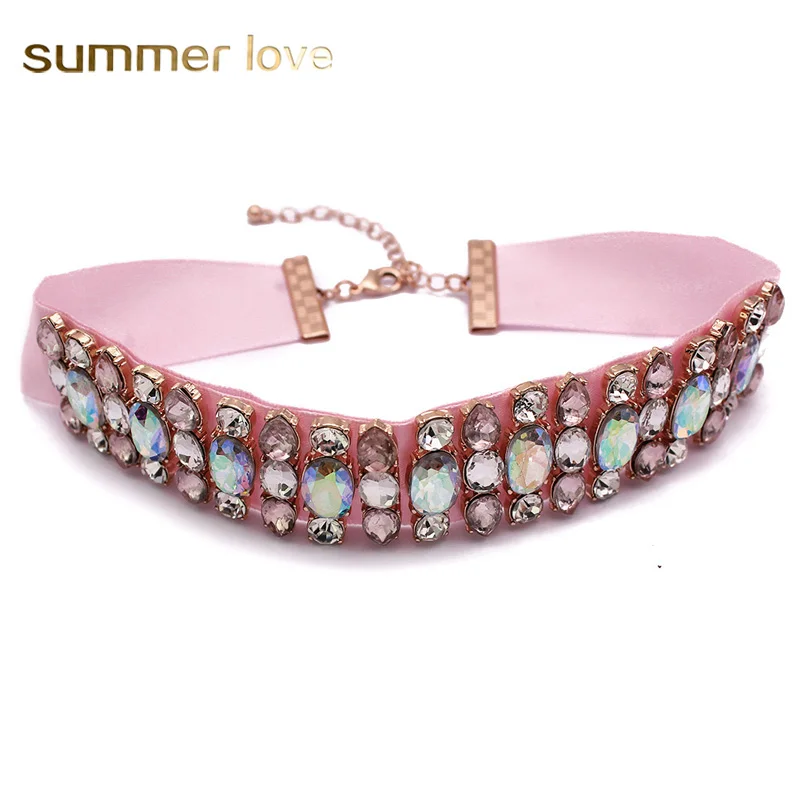 Luxury Velvet Rhinestone Crystal Choker Necklace Pink Color Charm Statement Jewelry for Women Party Gift Collier Femme Bijoux
Luxury Velvet Rhinestone Crystal Choker Necklace Pink Color Charm Statement Jewelry for Women Party Gift Collier Femme Bijoux