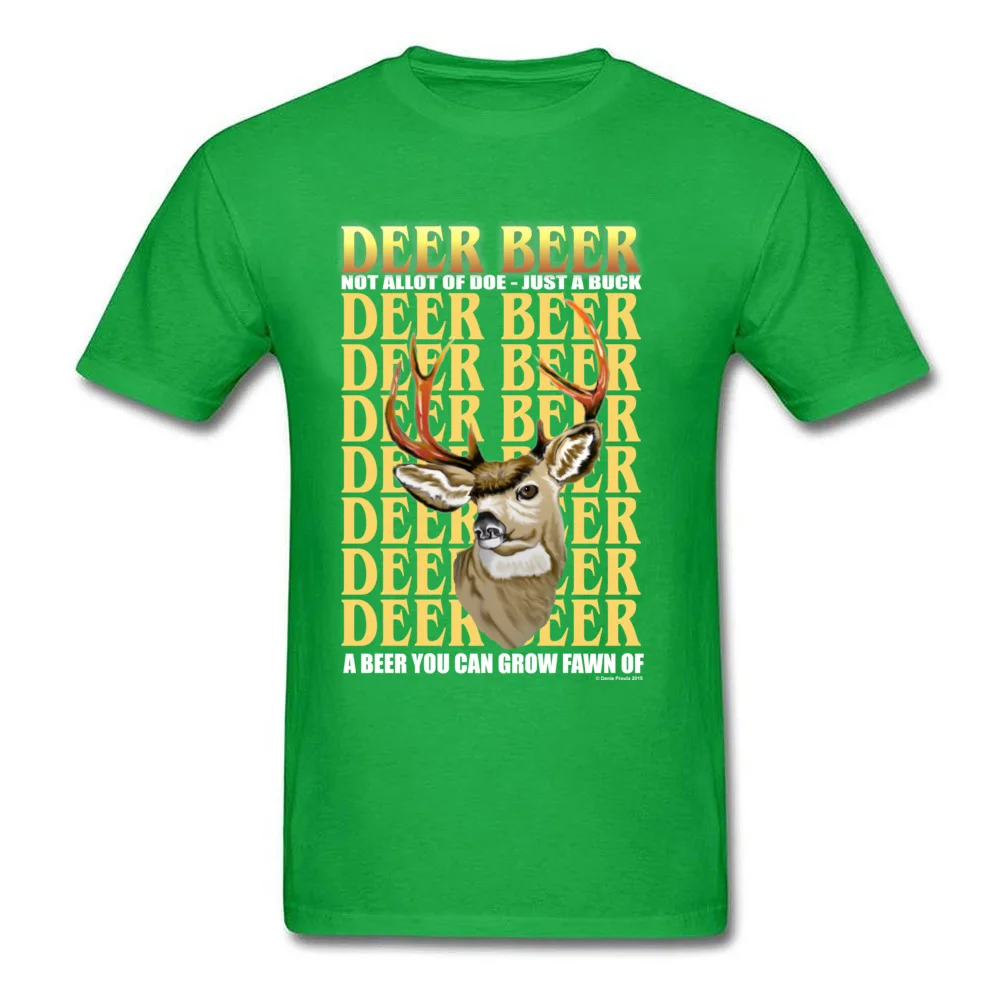 Tops Tees Deer Beer Father Day Funky Classic Short Sleeve Pure Cotton Round Neck Men T Shirts Classic T-shirts Deer Beer green