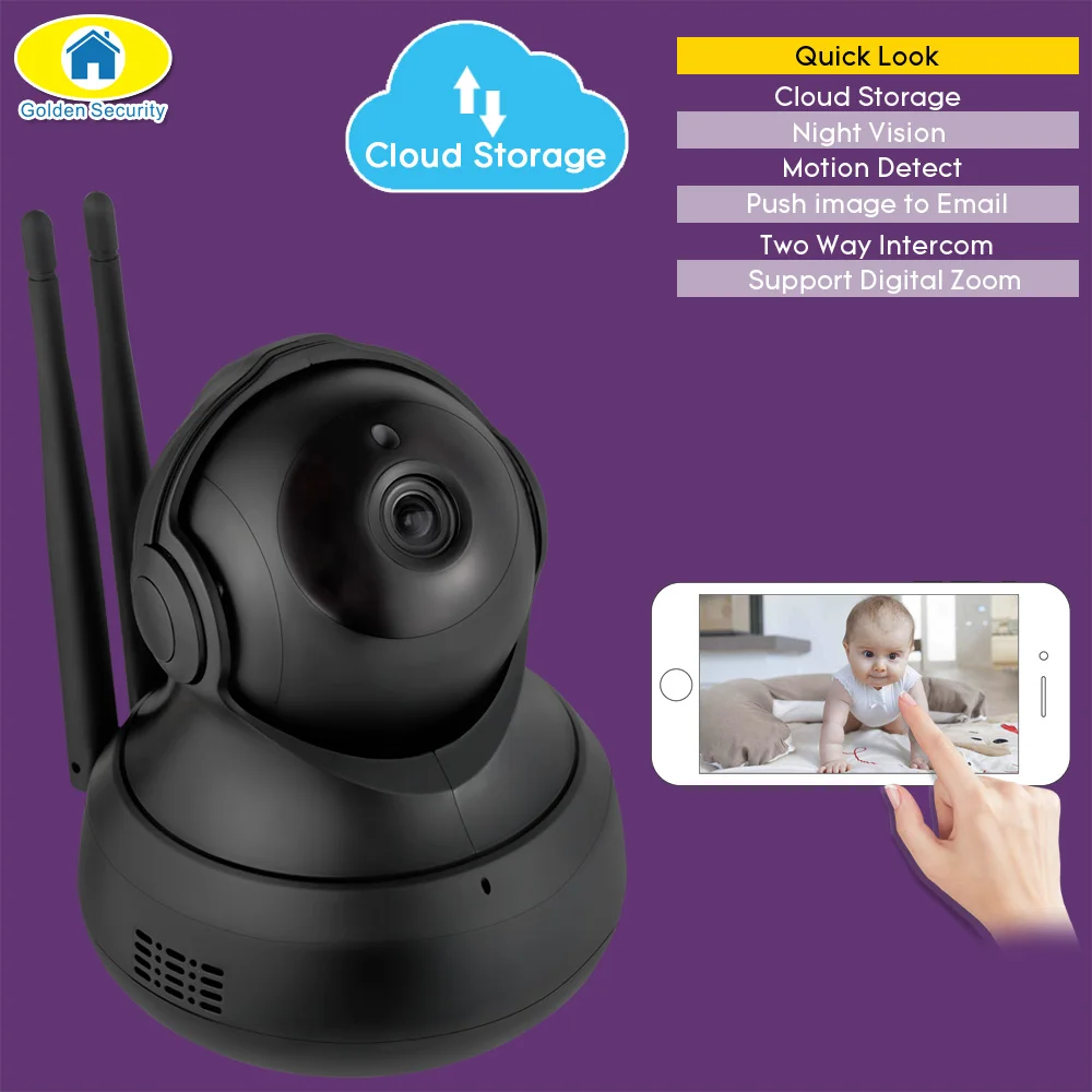 Golden Security 2018 NEW Arrival Cloud Storage 720P Wireless Surveillance Camera WiFi Surveillance Camera Security Baby Monitor
Golden Security 2018 NEW Arrival Cloud Storage 720P Wireless Surveillance Camera WiFi Surveillance Camera Security Baby Monitor