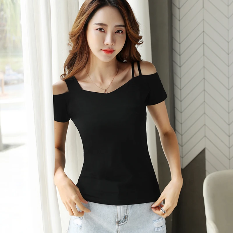 GGRIGHT Off The Shoulder Tops T-Shirt Woman 2019 Sexy V-Neck Tshirt Women Cotton Summer Casual T Shirt Female Tee Shirt Femme
GGRIGHT Off The Shoulder Tops T-Shirt Woman 2019 Sexy V-Neck Tshirt Women Cotton Summer Casual T Shirt Female Tee Shirt Femme
