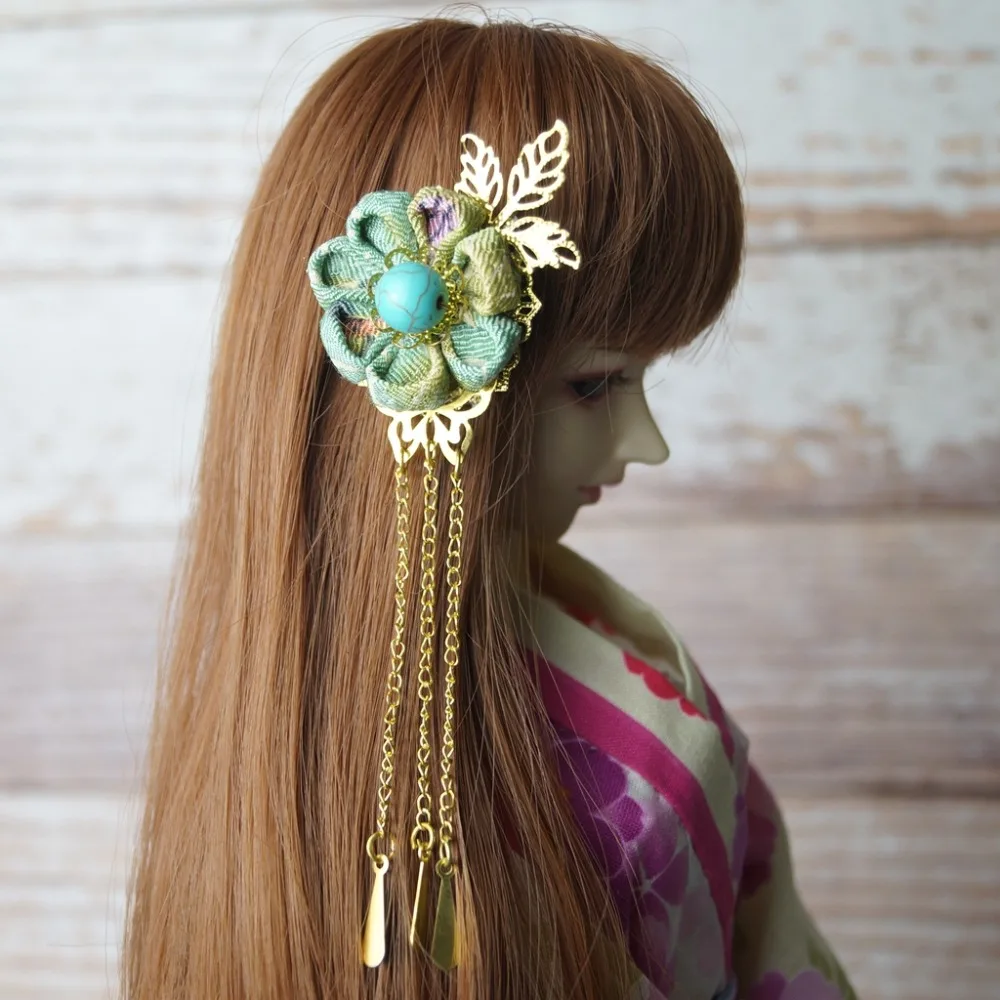 BJD Flower Japan Kimono Style Hairpin Green OOAK For Female 1/4 17" and 1/3 24" Tall BJD doll SD MSD DK DZ AOD DD Doll use
BJD Flower Japan Kimono Style Hairpin Green OOAK For Female 1/4 17" and 1/3 24" Tall BJD doll SD MSD DK DZ AOD DD Doll use