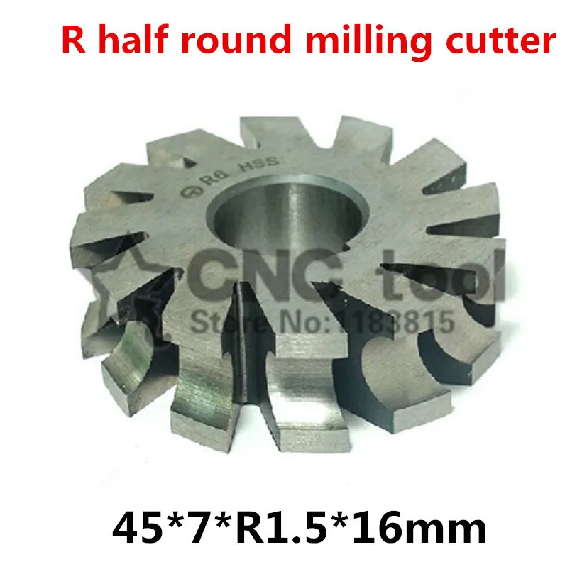 R1.5 45*7*R1.5*16mm Inner hole HSS Concave Radius Milling Cutters R half round milling cutter Free shipping
R1.5 45*7*R1.5*16mm Inner hole HSS Concave Radius Milling Cutters R half round milling cutter Free shipping