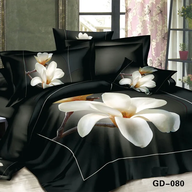 3d Black And White Floral Bedding Set Magnolia Flower Duvet Cover