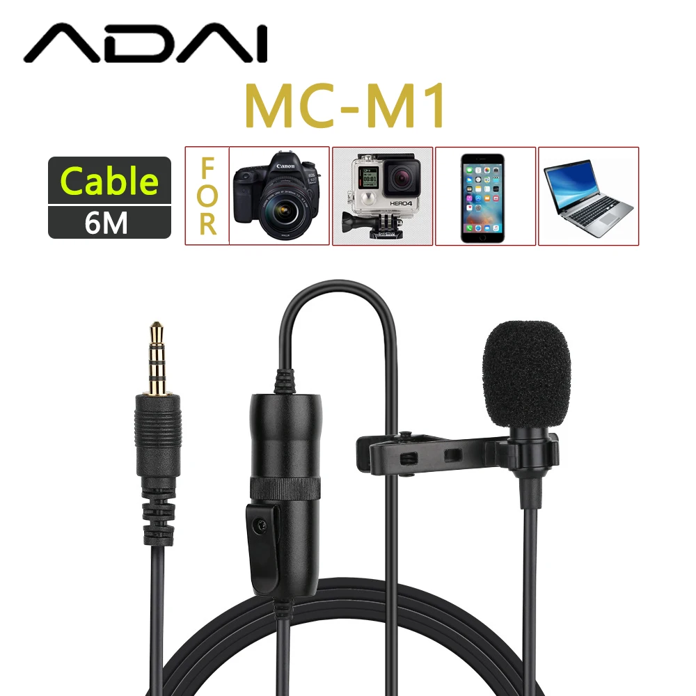 MC-M1 Lavalier Condenser Microphone with 20' Cable for Canon 80D, 77D, 70D, 60D, 50D, 7D, 7D Mark II, 6D, 5DS, 5D/Mark Cameras
MC-M1 Lavalier Condenser Microphone with 20' Cable for Canon 80D, 77D, 70D, 60D, 50D, 7D, 7D Mark II, 6D, 5DS, 5D/Mark Cameras