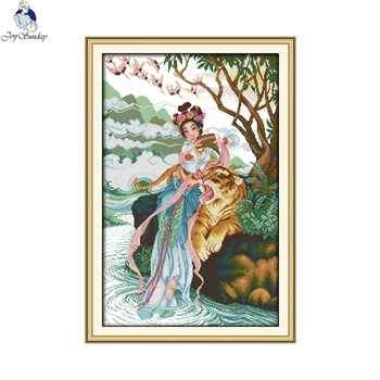 Joy Sunday The Fairy and Tiger Picture DMC Counted Cross-stitch 11CT 14CT DIY Cross Stitch Kits for Embroidery Home Decor
Joy Sunday The Fairy and Tiger Picture DMC Counted Cross-stitch 11CT 14CT DIY Cross Stitch Kits for Embroidery Home Decor