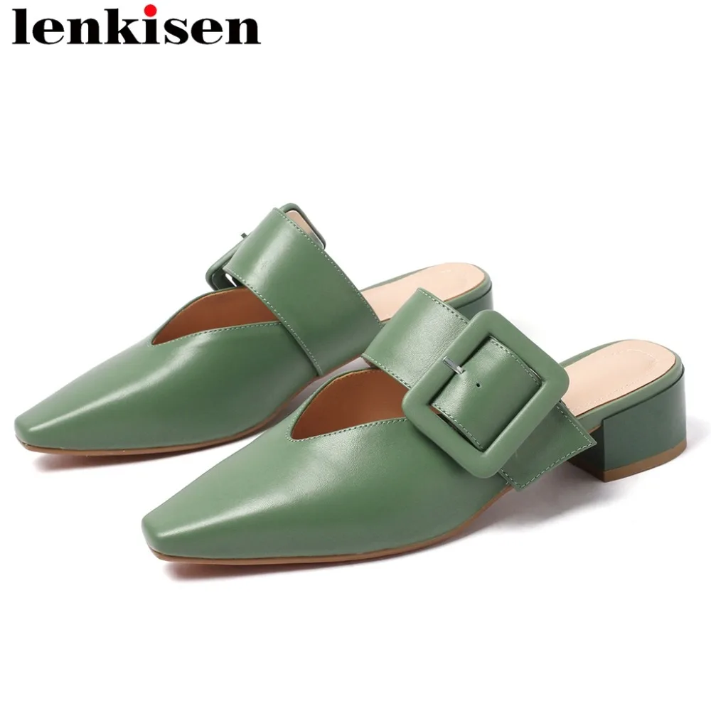 Lenkisen genuine leather slip on mules chunky med heels buckle fastener square toe elegant lady retro dating casual shoes L51
Lenkisen genuine leather slip on mules chunky med heels buckle fastener square toe elegant lady retro dating casual shoes L51