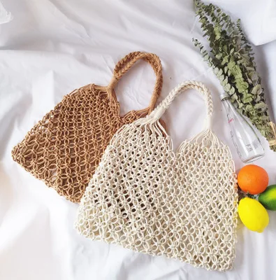 2018 Mesh Rope bright paper ropes hollow woven bag cotton lining straw bag female Reticulate handbag netted beach bag Summer
2018 Mesh Rope bright paper ropes hollow woven bag cotton lining straw bag female Reticulate handbag netted beach bag Summer
