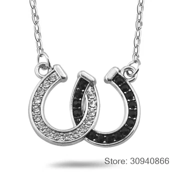 925 sterling silver Lucky Double Horse Hoof Pendants Horseshoe Necklaces For Women Fine Jewelry Christmas Gifts