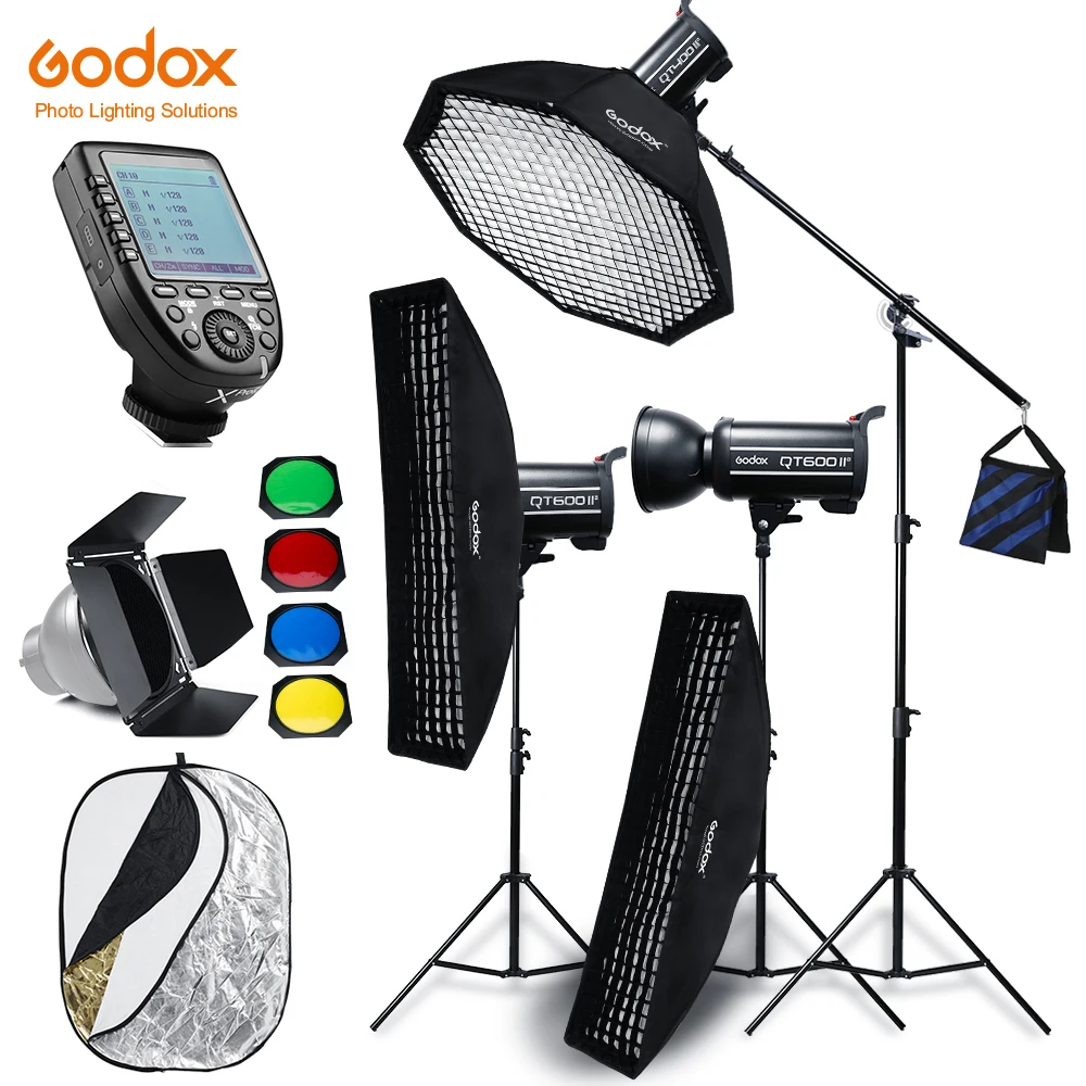 Godox 3X QT600II 600WS Studio High Speed Flash Lighting with Built-in Wireless X System+Xpro Trigger+Light Stand+Boom Arm Kit
Godox 3X QT600II 600WS Studio High Speed Flash Lighting with Built-in Wireless X System+Xpro Trigger+Light Stand+Boom Arm Kit