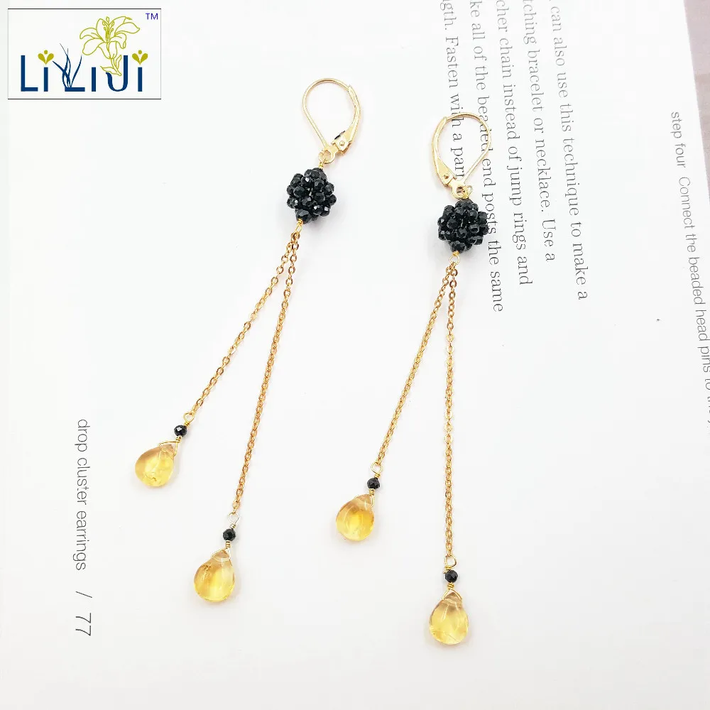 LiiJi Unique Natural Black Spinels,Citrines Tear Drop Chain Drop Leverback Dangle Earrings
LiiJi Unique Natural Black Spinels,Citrines Tear Drop Chain Drop Leverback Dangle Earrings