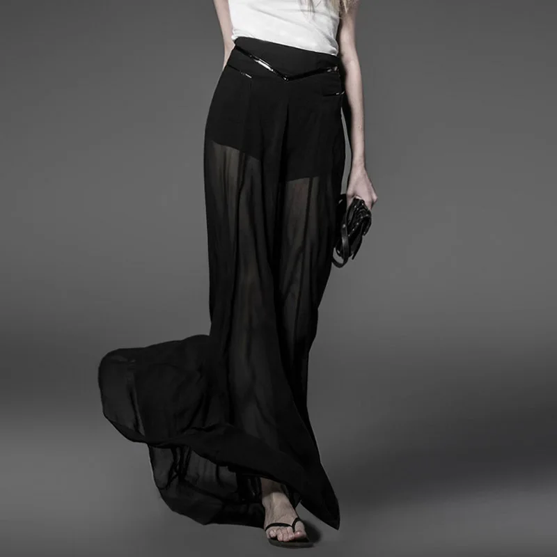 Punk Fashion Chiffon Divided Skirts for Women Black Sexy Hollow Out Casual Long Skirt Summer Hot Selling
Punk Fashion Chiffon Divided Skirts for Women Black Sexy Hollow Out Casual Long Skirt Summer Hot Selling