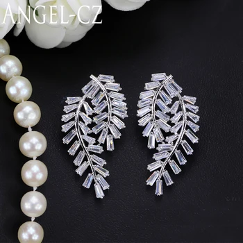 ANGELCZ Delicate Women Party Jewelry Fashion Leaf Design Micro Inlay CZ Crystal Big Stud Earrings With Silver Color Ear Pin E109
ANGELCZ Delicate Women Party Jewelry Fashion Leaf Design Micro Inlay CZ Crystal Big Stud Earrings With Silver Color Ear Pin E109