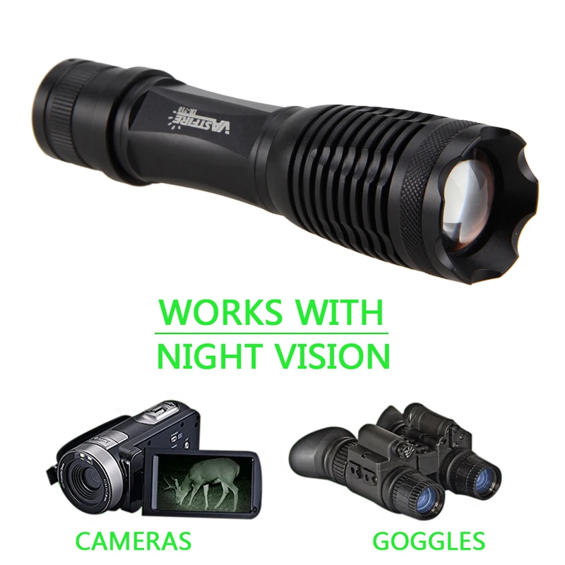 Инфрасветильник светодиодный фонафонарь ночного видения 5 Вт 18650 нм|flashlight torch|940nm