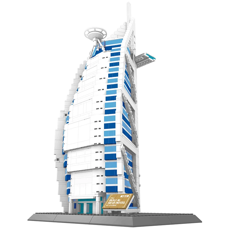 1307pcs/set Famous Architecture Series The Burj Al Arab Hotel of Dubai 3D Model Building Blocks Classic Toys
1307pcs/set Famous Architecture Series The Burj Al Arab Hotel of Dubai 3D Model Building Blocks Classic Toys