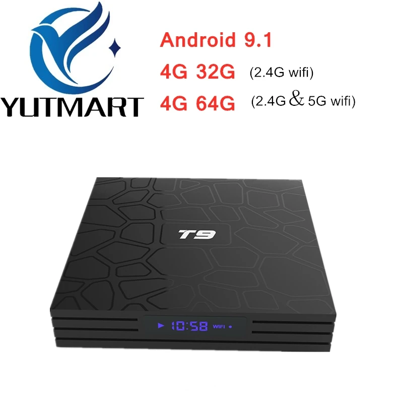 T9 Android 9.1 Smart TV BOX Rockchip RK3328 Quad Core 4GB 32GB 4K Media Player 2.4G WIFI BT4.1 With LED Display 4GB 64GB TV BOX
T9 Android 9.1 Smart TV BOX Rockchip RK3328 Quad Core 4GB 32GB 4K Media Player 2.4G WIFI BT4.1 With LED Display 4GB 64GB TV BOX