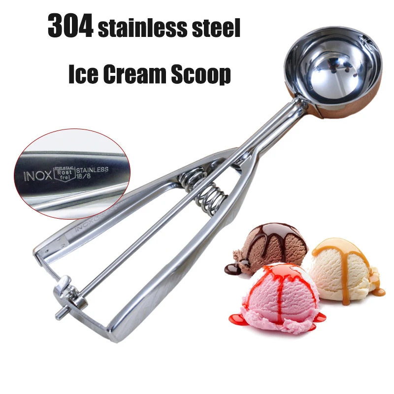 

Three Size Ice Cream Scoop stainless Steel Spoon Scoop for Ice Cream Mash Food Spoon Kitchen Tools 304 stainless Steel