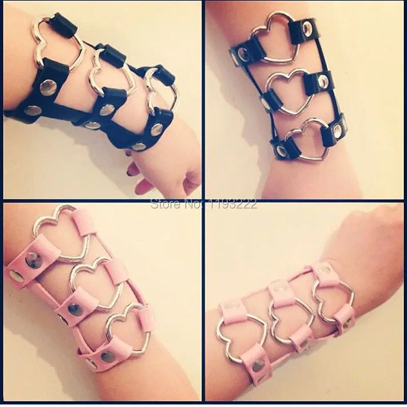 Fashion Jewelry Sexy Kawaii Harajuku Handmade Harness Faux Leather Punk Rock Heart Hand Cuff Harness Bangle Bracelets
Fashion Jewelry Sexy Kawaii Harajuku Handmade Harness Faux Leather Punk Rock Heart Hand Cuff Harness Bangle Bracelets