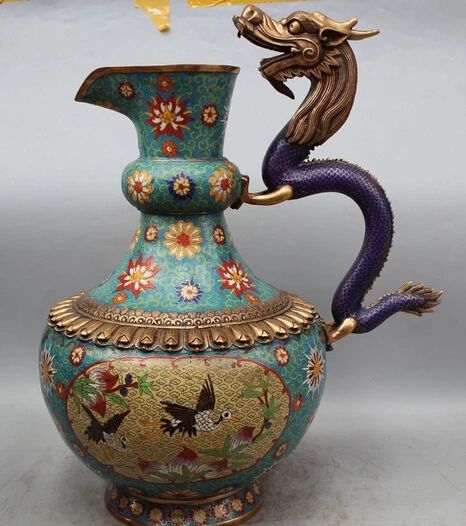 wholesale factory 23" Marked Chinese China Cloisonne Purple Bronze Gild Dragon Wine Tea Pot Flagon
wholesale factory 23" Marked Chinese China Cloisonne Purple Bronze Gild Dragon Wine Tea Pot Flagon
