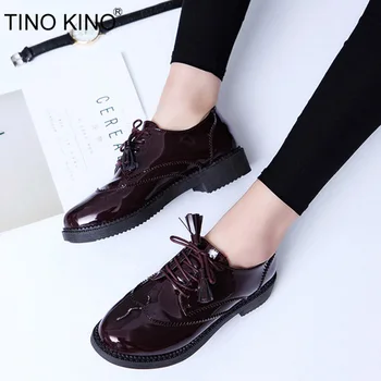 TINO KINO Women Patenter Leather Tassel Oxfords Ladies Flat Lace Up Sewing Fashion Shoes Female Casual Comfort Brogue Shoe
TINO KINO Women Patenter Leather Tassel Oxfords Ladies Flat Lace Up Sewing Fashion Shoes Female Casual Comfort Brogue Shoe