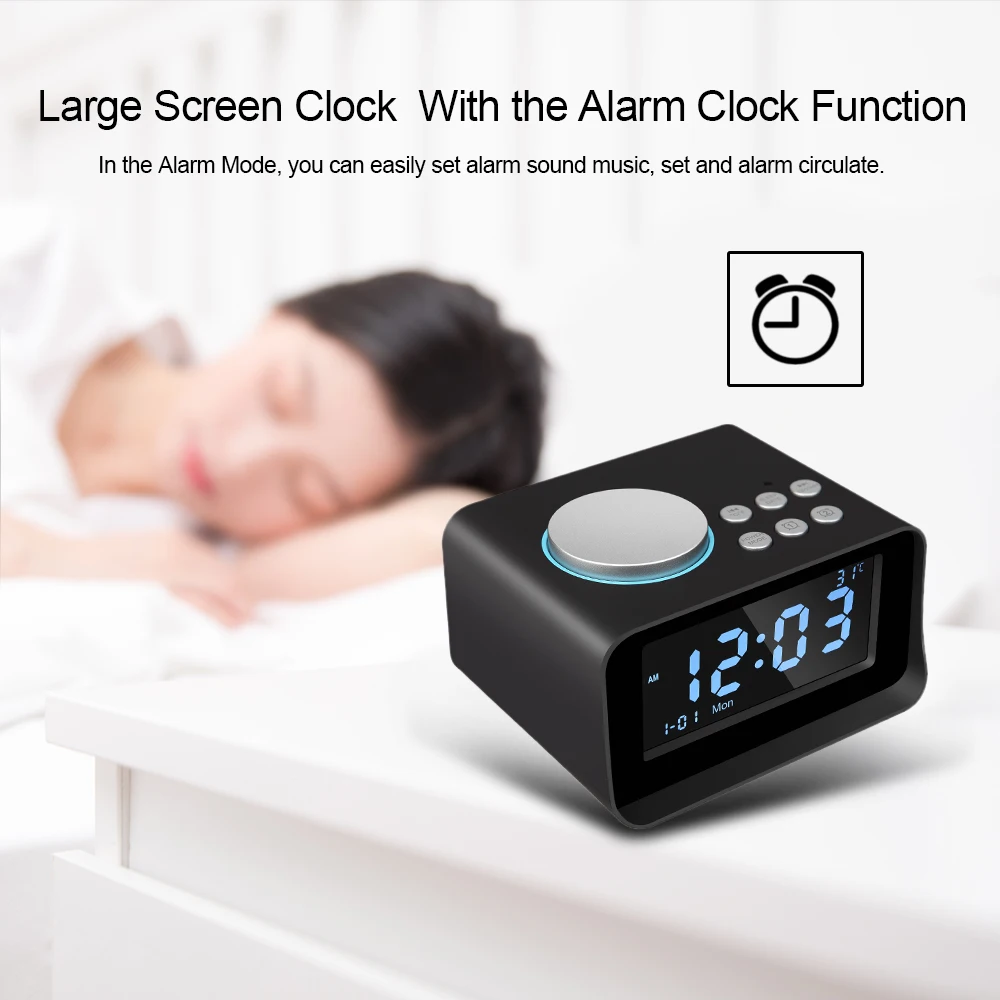 Bluetooth Wireless Speaker Desktop Alarm Clock FM Radio USB Charge Port U Disk TF MP3 Thermometer with Microphone LED Display
Bluetooth Wireless Speaker Desktop Alarm Clock FM Radio USB Charge Port U Disk TF MP3 Thermometer with Microphone LED Display
