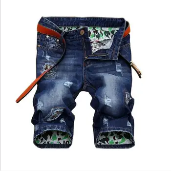 Men's Summer Blue Short Jeans Holes Patchwork Denim Shorts Casual Knee Length Shorts Jeans Mens good quality Jeans Size 38
Men's Summer Blue Short Jeans Holes Patchwork Denim Shorts Casual Knee Length Shorts Jeans Mens good quality Jeans Size 38