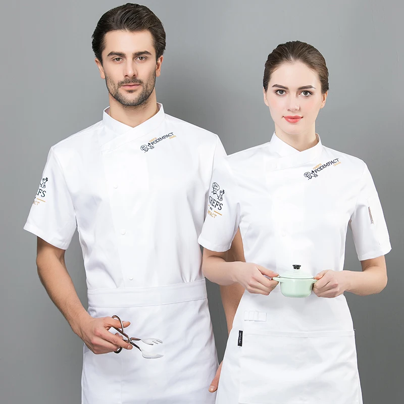 Short Sleeve Blouse Chef Uniform Restaurant Kitchen Bakery Wear Men Shirt Cook Costumes Breathable Tops Jackets Aprons
Short Sleeve Blouse Chef Uniform Restaurant Kitchen Bakery Wear Men Shirt Cook Costumes Breathable Tops Jackets Aprons