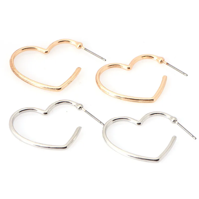 Heart Shaped Large Earrings Rose Gold Color Stainless Steel Tiff Round Circle Hyperbole Nightclub Jewelry 1 Pair | Украшения и