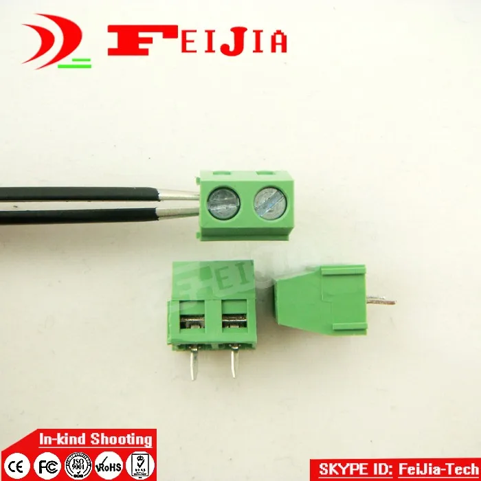 Free Shipping 100PCS 127-5.0-2P Screw 2Pin 5.0mm Staight Pin PCB Screw Terminal Block Connector(300V/12A)