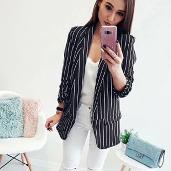 2018 Women's New Casual Black and White Striped Blazer Coats Top Lapel Cardigan Long Sleeve Loose Jackets Female Striped Blazer
2018 Women's New Casual Black and White Striped Blazer Coats Top Lapel Cardigan Long Sleeve Loose Jackets Female Striped Blazer