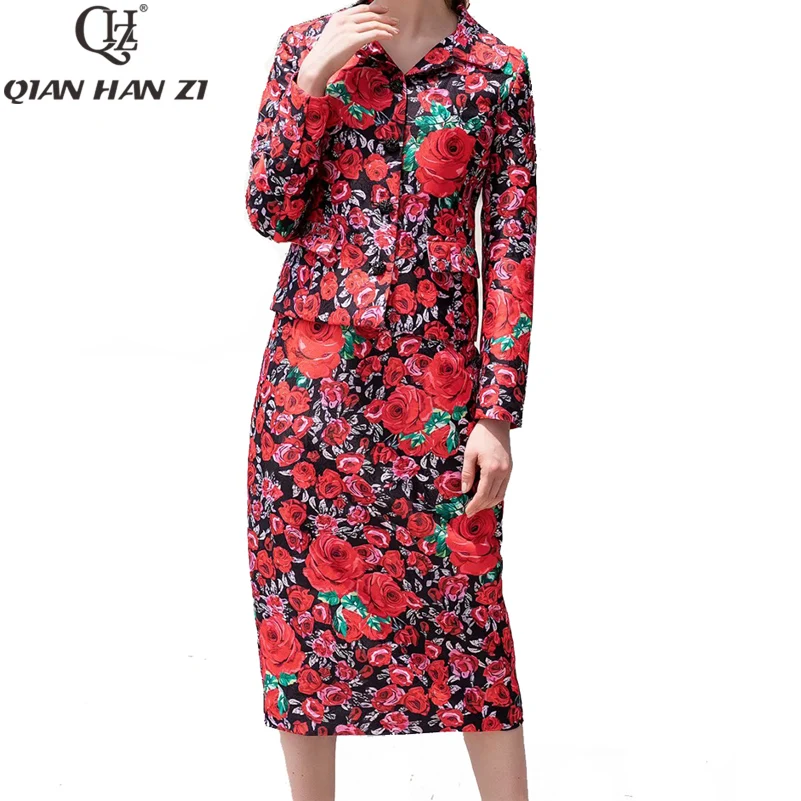 Qian Han Zi Fashion runway 2 Piece Set Women's Long Sleeve Button Slim coat+Vintage Flower Print Bodycon Half Skirt Suit sets
Qian Han Zi Fashion runway 2 Piece Set Women's Long Sleeve Button Slim coat+Vintage Flower Print Bodycon Half Skirt Suit sets
