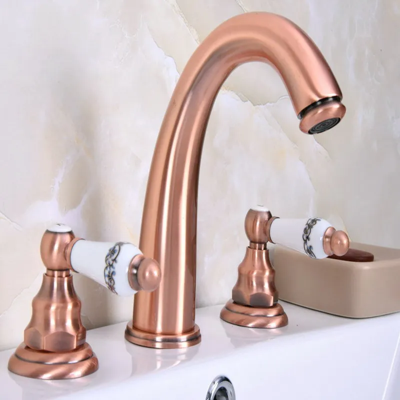 Antique Red Copper Widespread Dual Handle Bathroom Washing Basin Mixer Taps Deck Mounted 3 Holes Lavatory Sink Faucet arg062
Antique Red Copper Widespread Dual Handle Bathroom Washing Basin Mixer Taps Deck Mounted 3 Holes Lavatory Sink Faucet arg062
