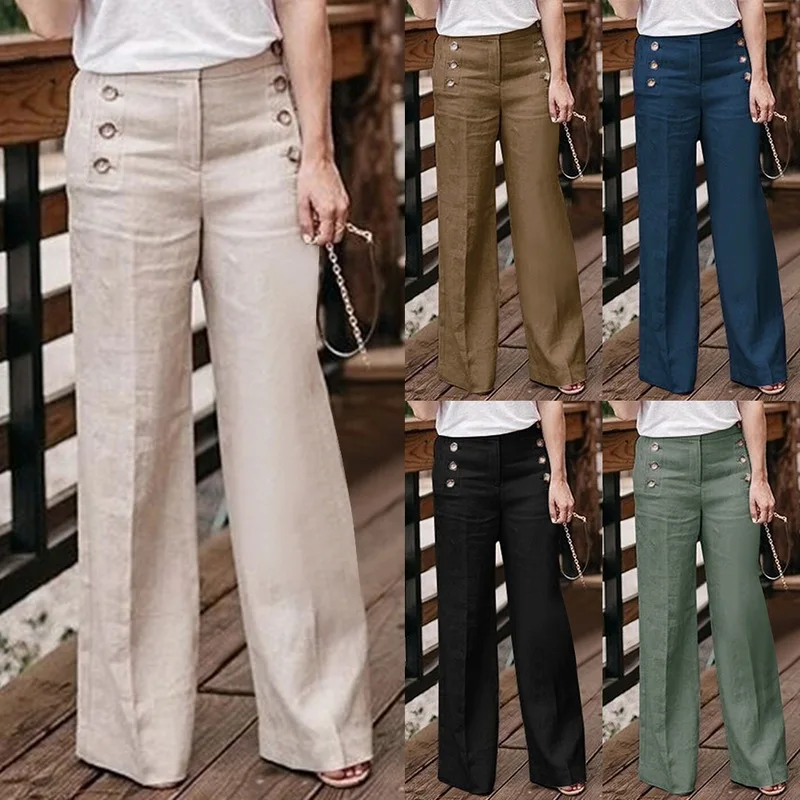 2019Hot Autumn Cotton Linen Women Wide Legs Trousers Solid Casual Loose High Waist Button Trousers Female Loose Pants Size M-2XL
2019Hot Autumn Cotton Linen Women Wide Legs Trousers Solid Casual Loose High Waist Button Trousers Female Loose Pants Size M-2XL