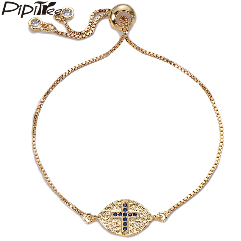 Pipitree Trendy Pitting Oval Cross Bracelet for Women Men Blue Zircon Adjustable Chain Bracelets Fashion Jewelry pulseras 2019
Pipitree Trendy Pitting Oval Cross Bracelet for Women Men Blue Zircon Adjustable Chain Bracelets Fashion Jewelry pulseras 2019