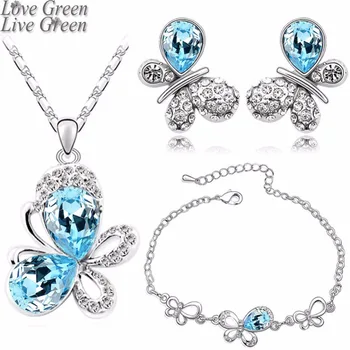 Romantic Locket Fashion 18KGP Austrian Crystal Butterfly Pendant Necklace Earrings Bracelet Jewelry Sets For Woman
Romantic Locket Fashion 18KGP Austrian Crystal Butterfly Pendant Necklace Earrings Bracelet Jewelry Sets For Woman