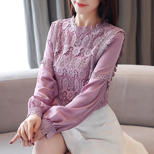 Spring Korean Version Chiffon Women Shirt 2019 New Summer Hollow Out Work Wear Female Fashion Temperament Bottom Lace Blouses
Spring Korean Version Chiffon Women Shirt 2019 New Summer Hollow Out Work Wear Female Fashion Temperament Bottom Lace Blouses