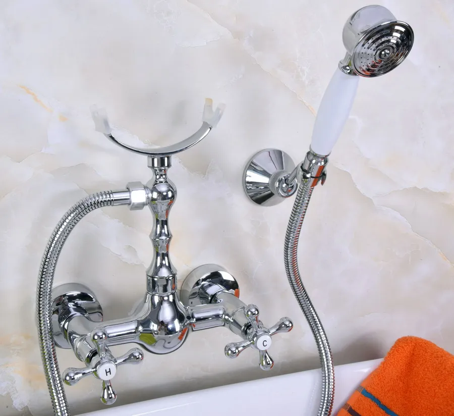 Modern Wall Mount Polished Chrome Brass Bathroom Clawfoot Hand Shower Faucet Mixer Tap Set Telephone Shape Hand Spray ana250
Modern Wall Mount Polished Chrome Brass Bathroom Clawfoot Hand Shower Faucet Mixer Tap Set Telephone Shape Hand Spray ana250
