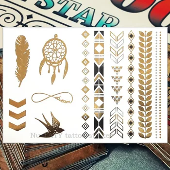 NU-TATY 24 style Temporary Tattoo Body Art, Golden Swallow Feather Designs, Flash Tattoo Sticker Waterproof 21*15cm
NU-TATY 24 style Temporary Tattoo Body Art, Golden Swallow Feather Designs, Flash Tattoo Sticker Waterproof 21*15cm