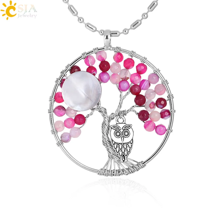 CSJA 7 Chakra Tree of Life Pendant Necklace Colorful Faceted Natural Agates Beads Owl Abalone Shell for Woman Reiki Jewelry F308
CSJA 7 Chakra Tree of Life Pendant Necklace Colorful Faceted Natural Agates Beads Owl Abalone Shell for Woman Reiki Jewelry F308
