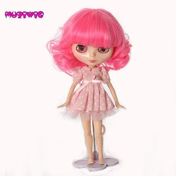 

Korea High Temperature Fiber Rose Red Cute Bob Deep Spiral Curly Baby Doll hair wig for Bly the/ Pullip Doll