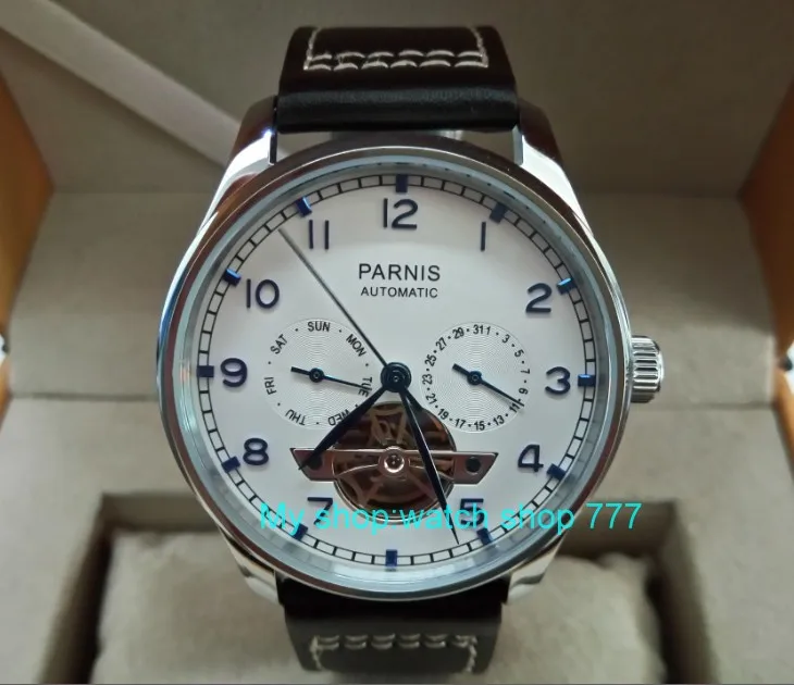 43mm PARNIS Automatic Self-Wind Mechanical movement men's watche multifunction Auto Date and Automatic week zdgd162a
43mm PARNIS Automatic Self-Wind Mechanical movement men's watche multifunction Auto Date and Automatic week zdgd162a