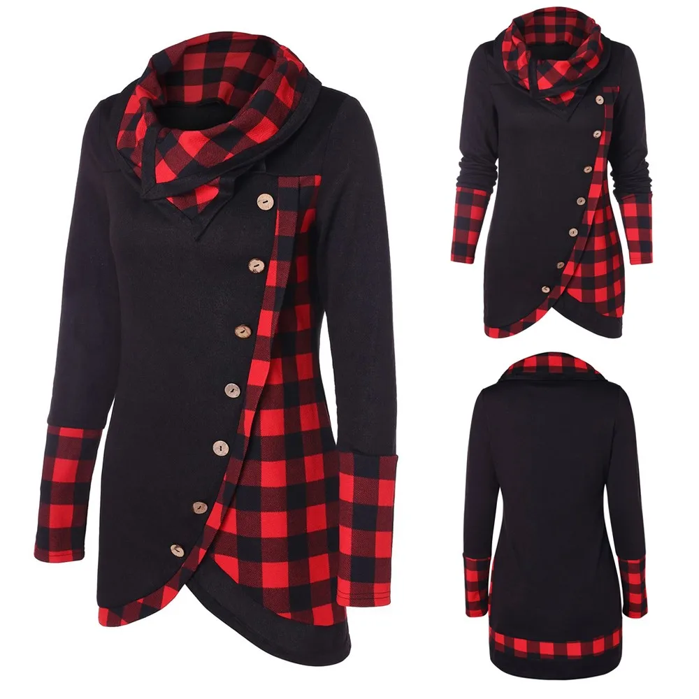Winter women Blouse button girl clothing Women Long Sleeve Plaid Turtleneck Tartan Tunic Sweatshirt female Pullover Tops
Winter women Blouse button girl clothing Women Long Sleeve Plaid Turtleneck Tartan Tunic Sweatshirt female Pullover Tops