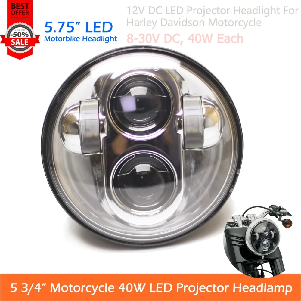 Chrome Round Headlight For Harley Davidson 883 5-3/4" 5.75 Inch Motorcycle Projector Hi / Low HID LED Front Driving Headlamp
Chrome Round Headlight For Harley Davidson 883 5-3/4" 5.75 Inch Motorcycle Projector Hi / Low HID LED Front Driving Headlamp