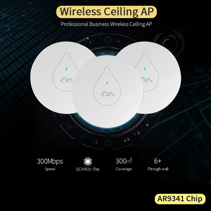 

300Mbps Wireless Ceiling AP 802.11b/g/n Wifi Coverage Router 16 Flash 48V POE Power WiFi Signal Access Point COMFAST CF-E350N