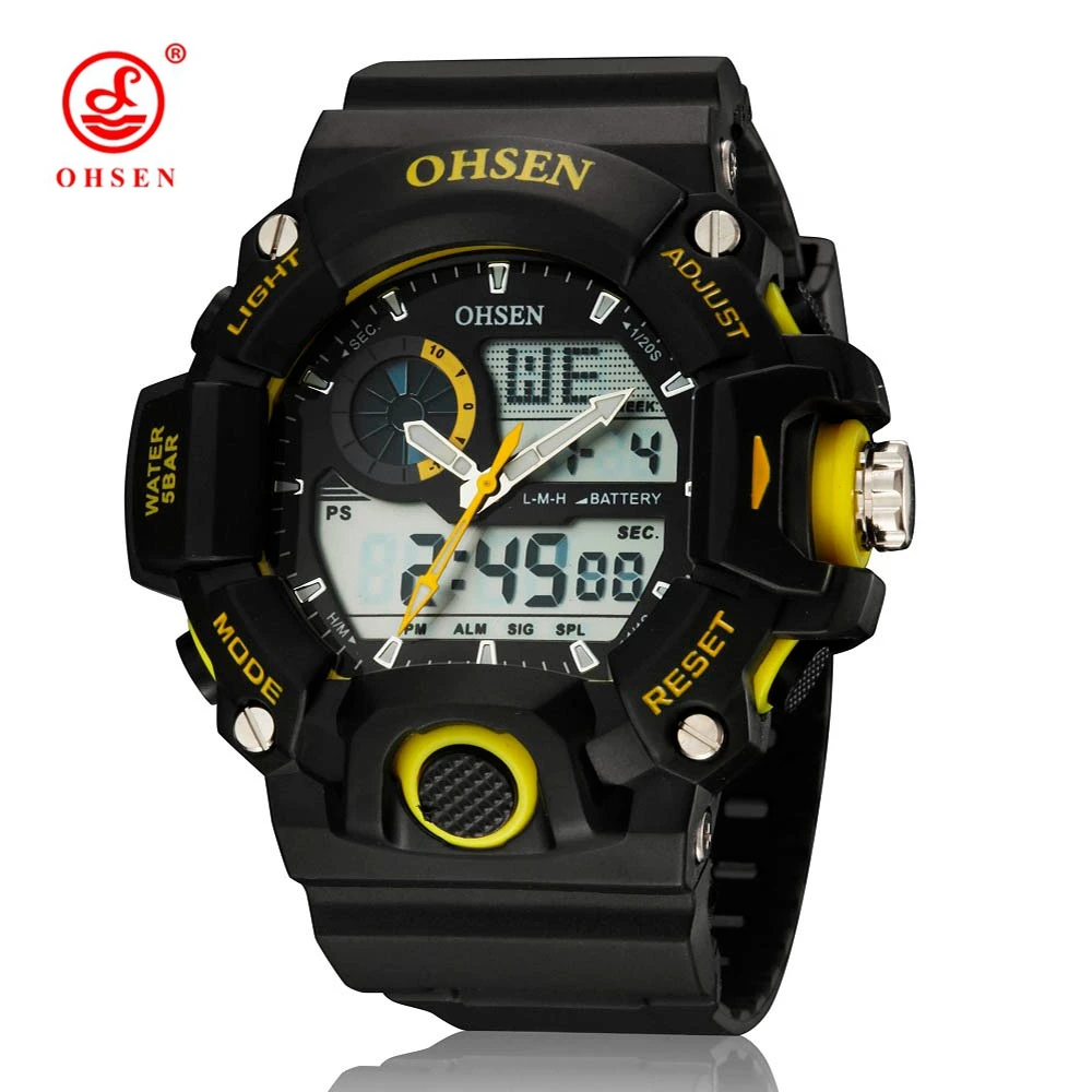 New 2016 OHSEN Digital Quartz Yellow Fashion Mens Wristwatch 30M Diving Rubber Band Boys Male Outdoor Sport Watches Reloj hombre
New 2016 OHSEN Digital Quartz Yellow Fashion Mens Wristwatch 30M Diving Rubber Band Boys Male Outdoor Sport Watches Reloj hombre