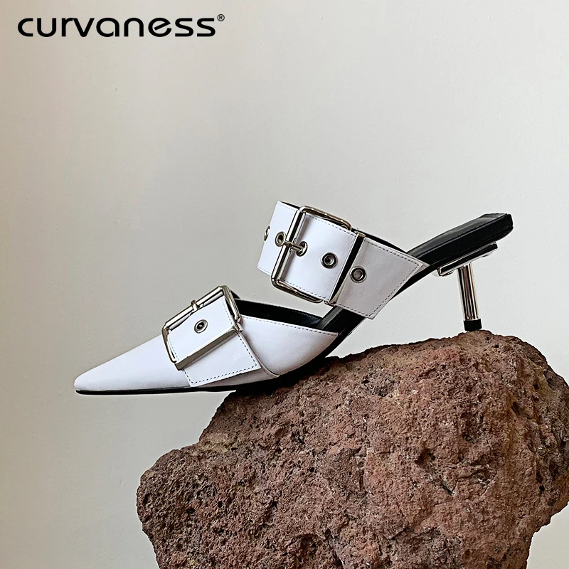 Curvaness Women Slippers Med Heels Sandals Summer Slip On Slides Fashion Mules Sexy Pointed Toe Women Slide Buckle Outdoor
Curvaness Women Slippers Med Heels Sandals Summer Slip On Slides Fashion Mules Sexy Pointed Toe Women Slide Buckle Outdoor