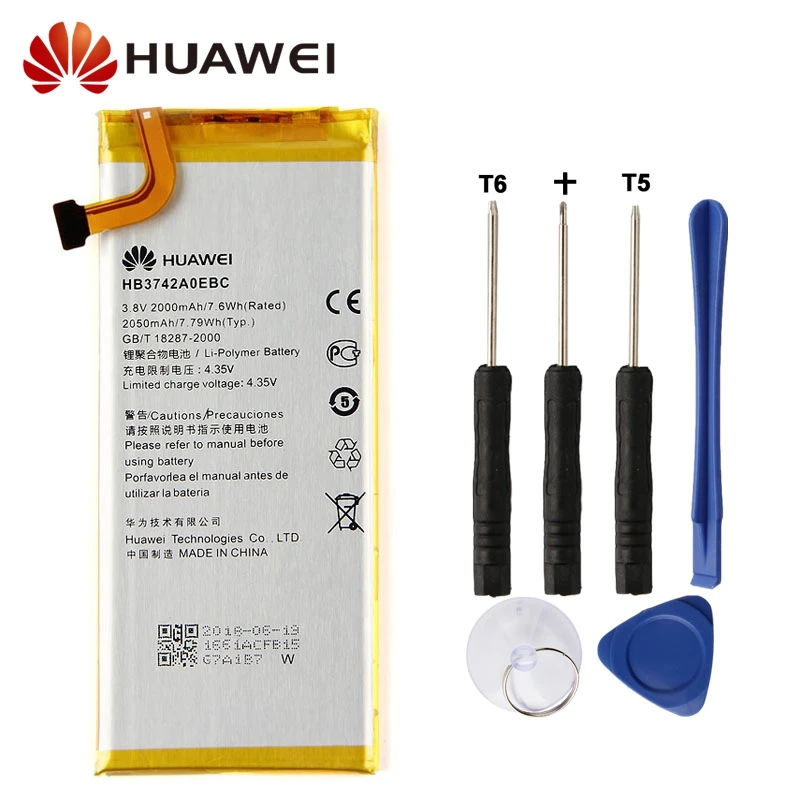 Original Replacement Battery HB3742A0EBC For Huawei P6 G6 G621 H30 C00 TL00 C8817D G620 Authentic Phone Battery 2050mAh
Original Replacement Battery HB3742A0EBC For Huawei P6 G6 G621 H30 C00 TL00 C8817D G620 Authentic Phone Battery 2050mAh