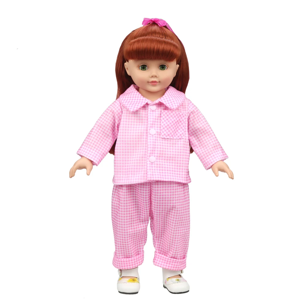 18-Doll-Clothes-American-Girl-Doll-Accessories-Plaid-Clothes-Tops-With-A-Bag-On-The-Left (1)